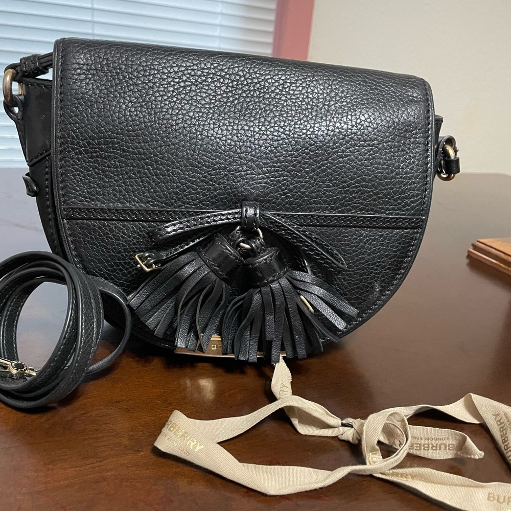 BURBERRY Maydown Leather Tassel Bow Crossbody